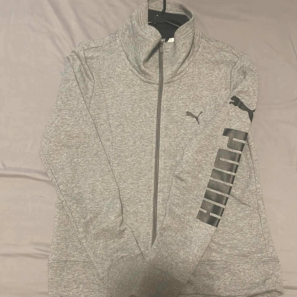 Grey Puma Zip-Up Jacket Medium Women